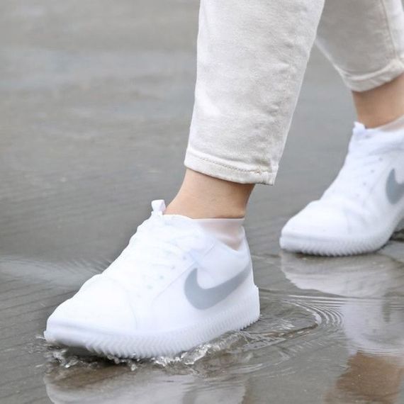 Багаторазові бахіли-чохли L (41-45 розмір) для взуття силіконові від води та бруду. Колір: білий | Зображення 9