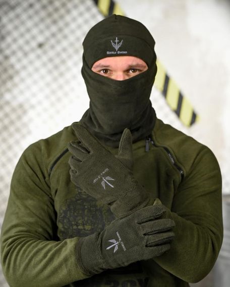Флісовий комплект 3в1 шапка баф рукавички тактичний зимовий набір для військових теплий одяг для зими | Зображення 3