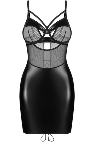 Сорочка Obsessive Dominna chemise & thong S/M, Чорний, 2XL/3XL | Зображення 2