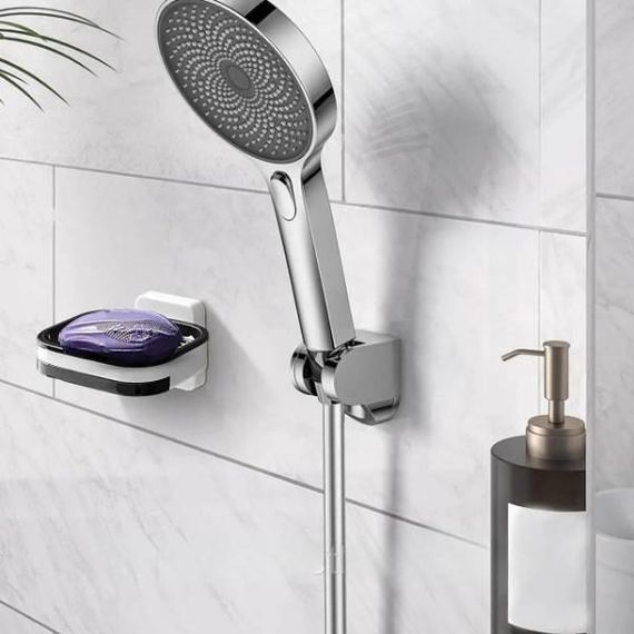 Настінна мильниця з відсіком для води Чорна з білим