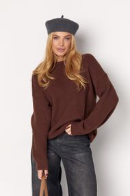 Жіночий джемпер oversize з альпаки - темно-коричневий цвет, ONE SIZE (є розміри)