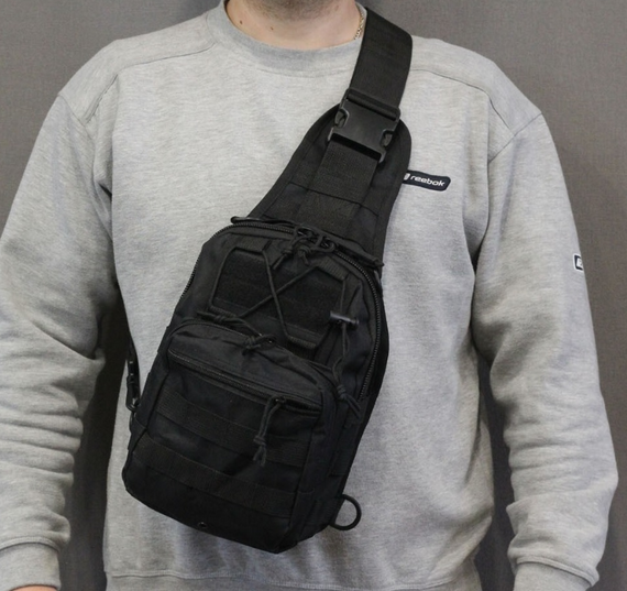 Військова Сумка через плече! Тактична Військова сумка! Штурмова чумка чорна   знижка | Зображення 1