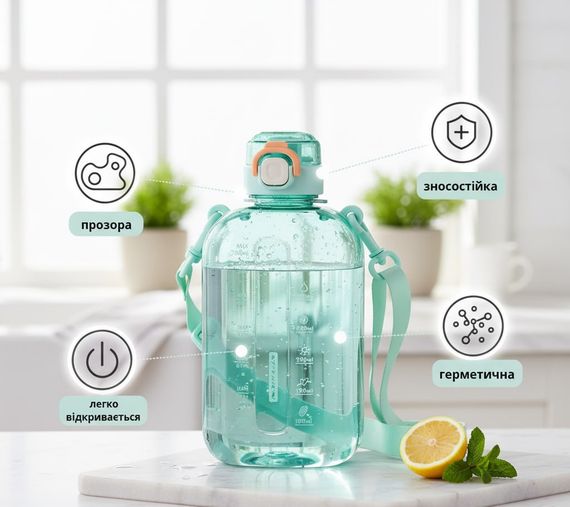 Спортивна пляшка для води SPORT (750 мл) — BPA-free пластик, берюзова | Зображення 5