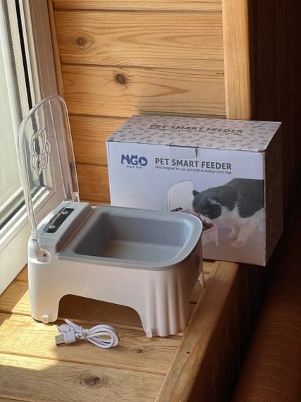 Умная автоматическая кормушка с таймером для кошек и собак 1 отсек 600 мл диспенсер для корма | Зображення 3