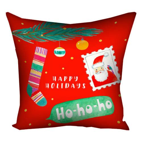 Подушка габардинова з принтом Happy holidays ho-ho-ho 50x50 (5P_22NG053)