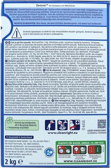 Сіль для посудомийної машини Denkmit Special Salz 5-Fach-Effekt 4066447789577 2 кг | Зображення 1