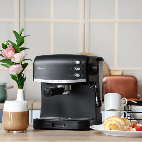 Кофеварка рожковая Magio MG-963, 15 бар для эспрессо и капучино, кофемашина для дома | Зображення 6
