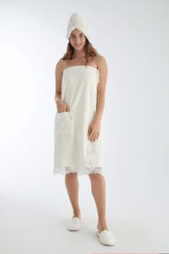 Набір жіночий Nusa 030-7 для сауни з мереживом, кремовий