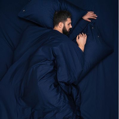 Простынь Ardesto на резинке Mix&amp;Match, 100% хлопок, сатин синий 160х200+30 см (ART1620FSN) | Зображення 1