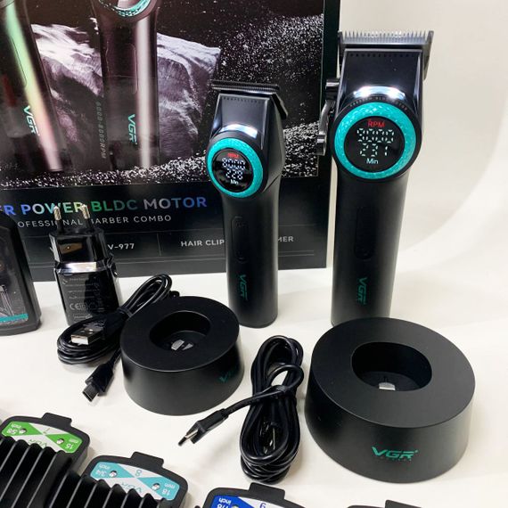 Домашняя машинка аккумуляторная для стрижки волос VGR 2 в 1 V-001 V-977 BLACK, Электромашинка для волос DU-29 | Зображення 4