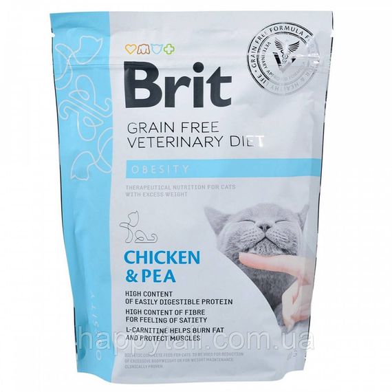 Корм сухой Brit Grain Free VetDiet Cat Obesity для котов с лишним весом и ожирением с курицей и горохом 400 г | Зображення 2