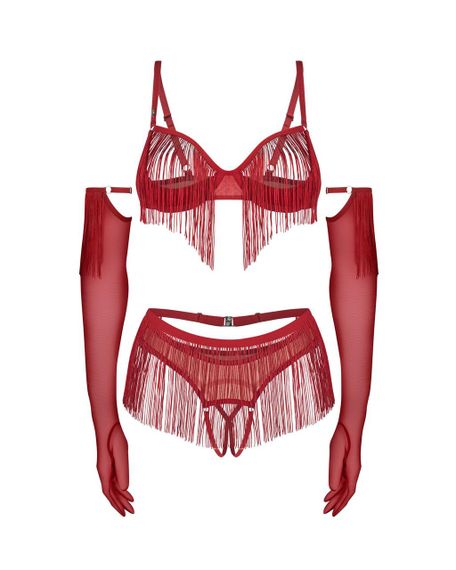 Комплект Obsessive Rossay Red 4-pcs crotchless set 2XL/3XL Sex Aura | Зображення 4