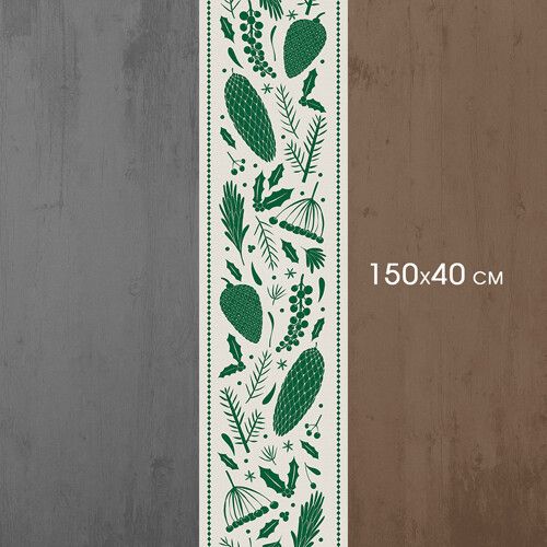 Доріжка на стіл Шишки та ягоди зелені 150x40 см (DR__23NG010) | Зображення 3