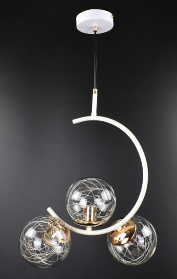 Люстра стельова на 3 лампочки 26496 Білий 45х24х40 см. | Зображення 1