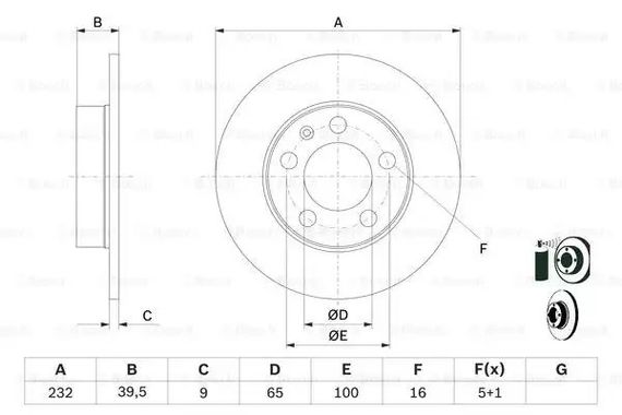 Диск гальмівний VW GOLF IV, SEAT ARONA, BOSCH (0986478868) | Зображення 4