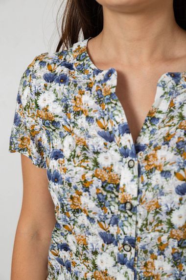 Блуза з принтом, колір джинс, 230R1508-1 | Зображення 4