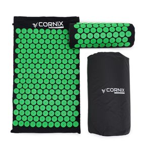 Килимок акупунктурний з валиком Cornix Classic Mat Аплікатор Кузнєцова XR-0110 Black/Green