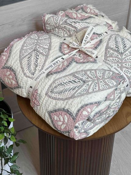 Покривало євро двостороннє з багатошарового мусліну L&M Home Textiles 19952 200х220 см рожеве