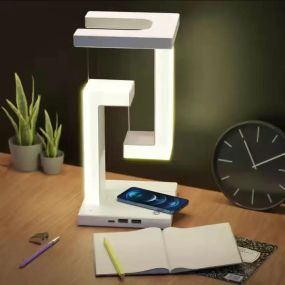 Настільна лампа SHS 2238 світлодіодна з 2*USB та бездротовою зарядкою 10W