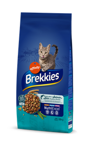 Сухой корм для кошек Brekkies Cat Salmon and Tuna 15 кг полноценный рацион для взрослых кошек лосось с тунцом