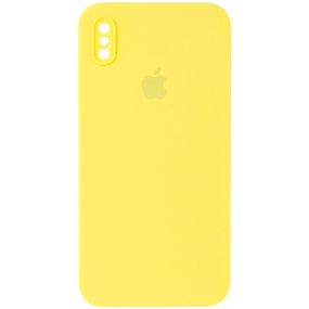 Чохол Silicone Case Square Full Camera Protective (AA) для Apple iPhone XS / X (5.8") Жовтий / Yellow