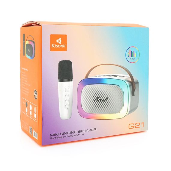Колонка Kisonli G21 Bluetooth 5.0, 1х5W, 1800mAh, USB/TF/BT/LED/AUX, DC: 5V/1A, Black, BOX, Q45 | Зображення 1