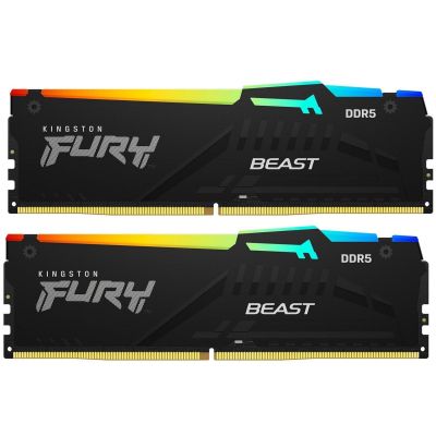 Модуль памяти для компьютера DDR5 32GB (2x16GB) 5600 MHz FURY Beast RGB Kingston Fury (ex.HyperX) (KF556C40BBAK2-32)