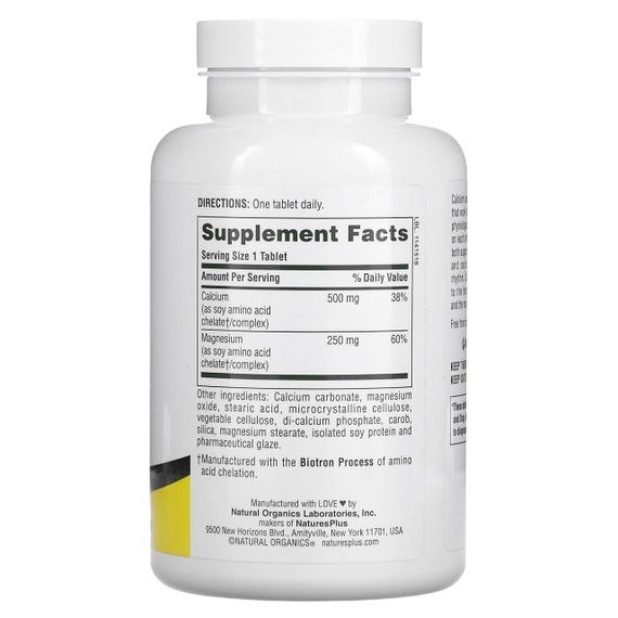 Кальцій і магній, Cal / Mag, Nature&#039;s Plus, 500/250 мг, 180 таблеток | Зображення 1