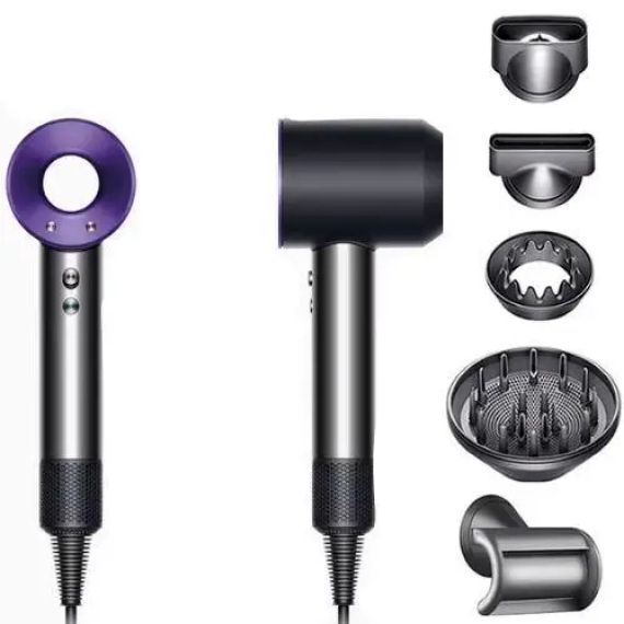 Фен Super Hair Dryer фіолетовий з іонізацією та турборежимом 5 насадок (Y-3)