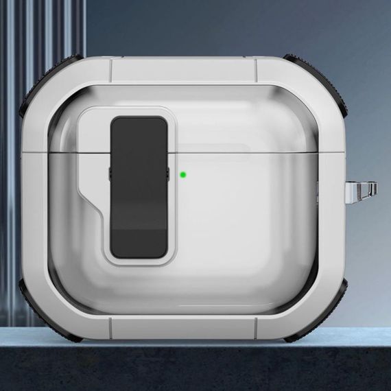 Футляр противоударный Locking Button для наушников Airpods 4 White | Зображення 1