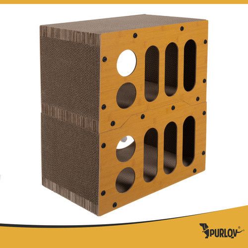 Кігтеточка-будиночок Purlov 3-в-1 — двоповерховий притулок із гофрованого картону та HDF | Зображення 3