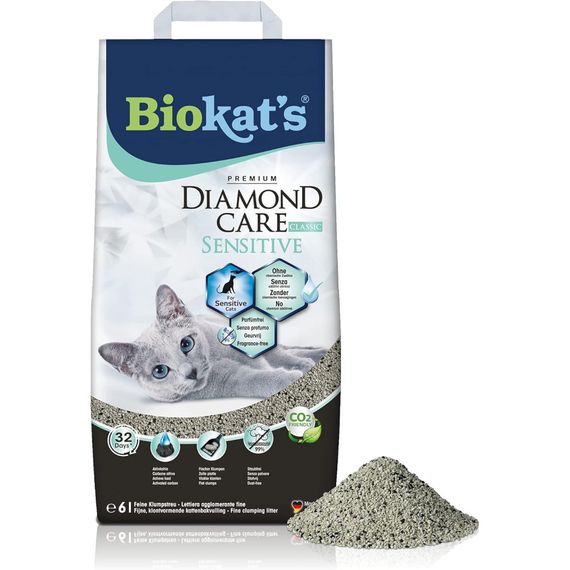 Наповнювач бентонітовий Biokats для котячого туалету Dimond Care Sensitive Classic 6л | Зображення 1