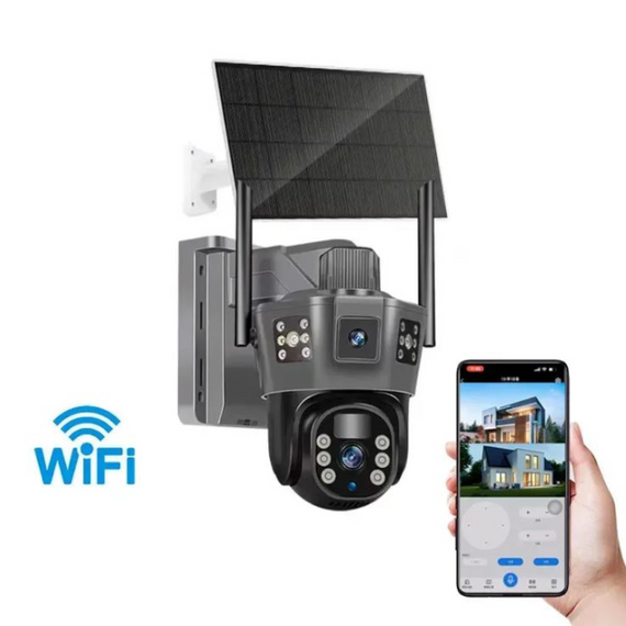 Камера відеоспостереження вулична Solar ptz 6MP, поворотна камера з wi-fi, камера із сонячною панеллю, камера з детектором руху | Зображення 1