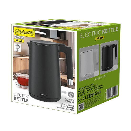 Електрочайник 1,7л 1800W метал (диск) MR-026-BLACK Maestro | Зображення 2