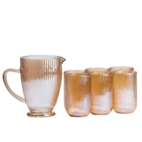 Набор стеклянный кувшин и 6 стаканов  янтарный HP541