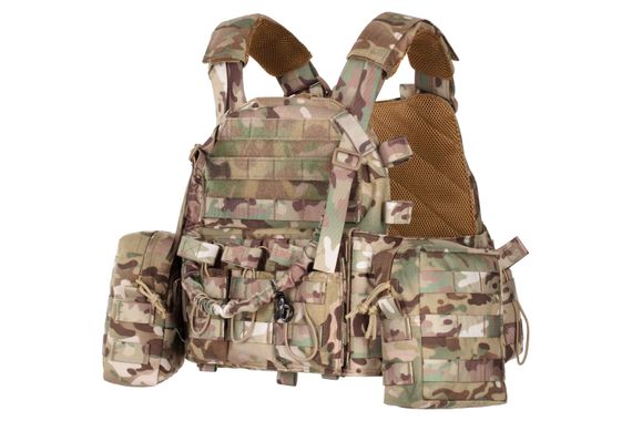 Плитоноска 2E Tactical , Тип 1, з кишенями для бічного захисту і підсумками, Молле, камуфляж (2E-MILPLACARR1-MC)