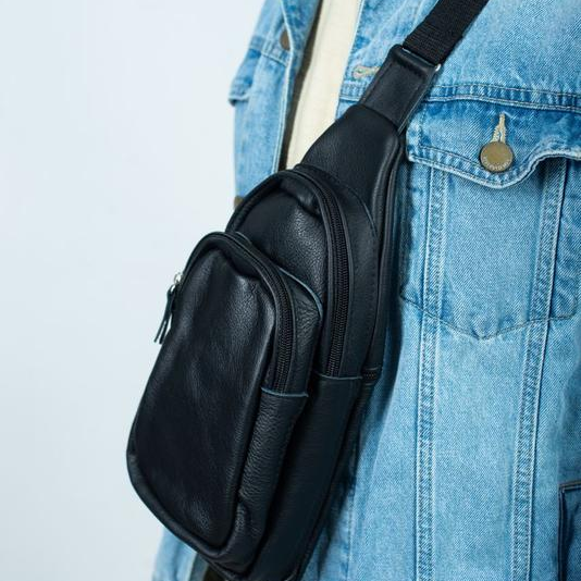 Сумка слінг для чоловіків, Чоловічі сумки через плече, Шкіряна сумка крос-боді крос-боді гладка DC-33