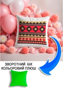 Подушка плюшева Мерч Крафт Дизайн з принтом орнамент 06 салатовий плюш квадратна 33х33 см