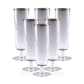 Келихи для шампанського із золотою облямівкою 6 штук по 300 мл HP82