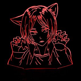 Акриловый светильник-ночник Девушка кошка красный tty-n000991