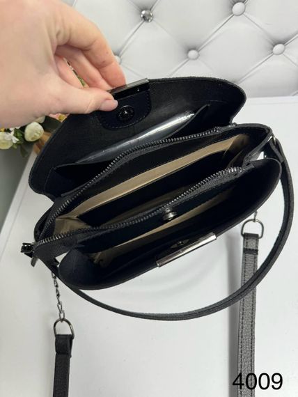 Сумка маленька замшева крос-боді на плече з ручкою Зміїний принт Чорна | Зображення 5