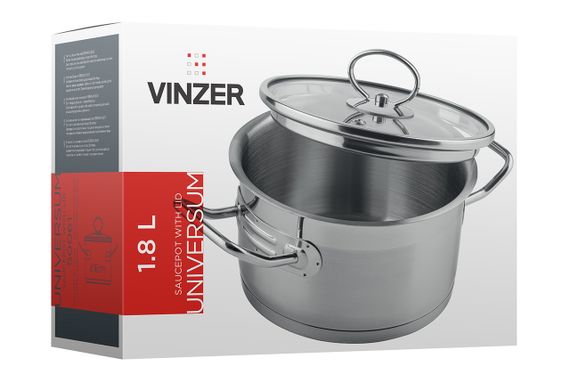 Каструля Vinzer Universum 50061, 1.5 л, 16 см, із нержавіючої сталі з кришкою, для всіх типів плит | Зображення 3