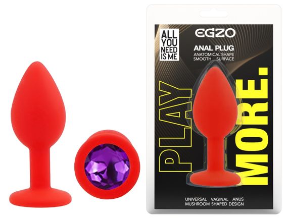 Силіконова анальна пробка EGZO - Silicone Red Round Plug Purple, size S Sex Aura