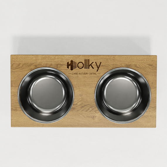 Миски на подставке из цельного металлического листа для собак и котов Hollky SteelWood S (2 × 0,45 л) SWS-36188-GRNT | Зображення 8