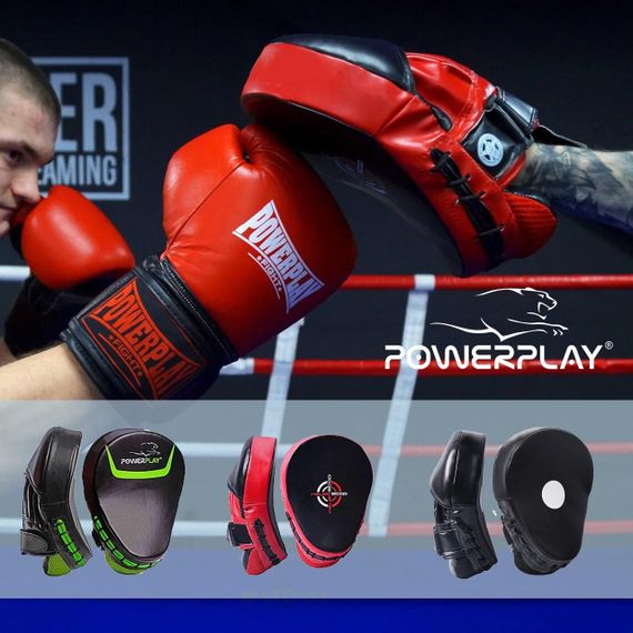 Лапи боксерські PowerPlay 3041 Чорні PU [пара] | Зображення 6