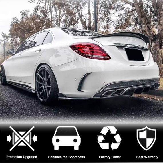 Накладки на задній бампер Flap (для SD C43/C63 AMG 2015-2019, Карбон) для Mercedes C-сlass W205 рр | Зображення 1