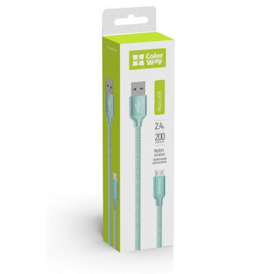 Дата кабель USB 2.0 AM to Micro 5P 2.0m mint ColorWay (CW-CBUM009-MT) | Зображення 3