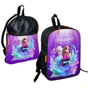 Школьный рюкзак детский Анна и Эльза + Сумка для обуви спортивной формы рюкзак-мешок  для девочки (01810)