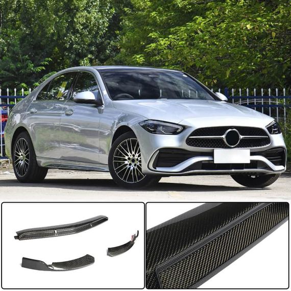 Накладка на передній бампер Lip (для AMG-Line, Карбон) для Mercedes C-class W206 2022- рр