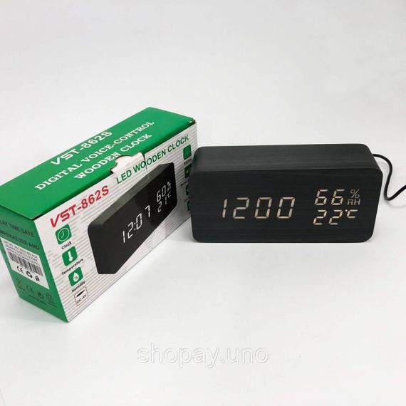 Часы настольные цифровые электронные led, Часы с указанием температуры влажности Лед настольные YU-54 | Зображення 7